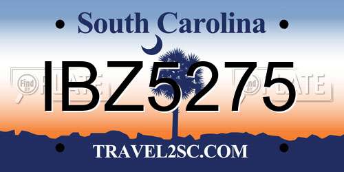IBZ5275 South Carolina License Plate