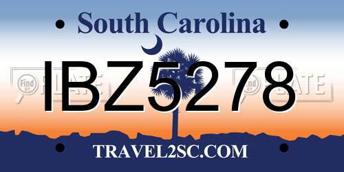 IBZ5278 South Carolina License Plate