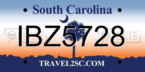 IBZ5728 South Carolina License Plate