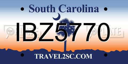 IBZ5770 South Carolina License Plate