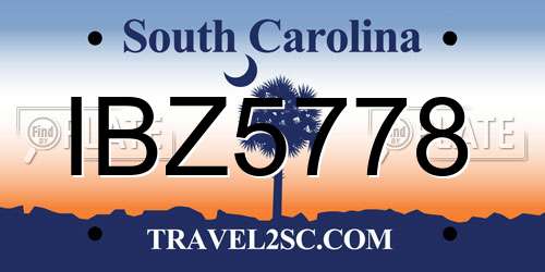 IBZ5778 South Carolina License Plate