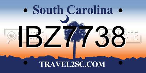 IBZ7738 South Carolina License Plate