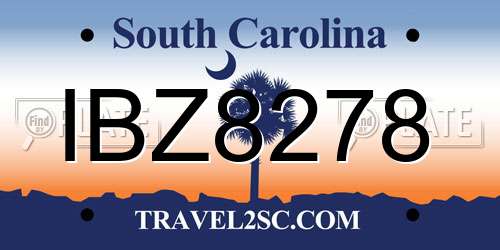 IBZ8278 South Carolina License Plate