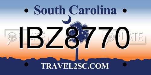 IBZ8770 South Carolina License Plate