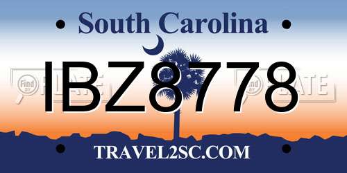 IBZ8778 South Carolina License Plate