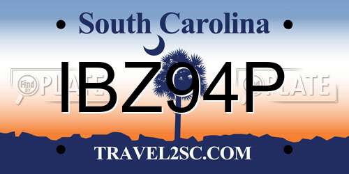 IBZ94P South Carolina License Plate