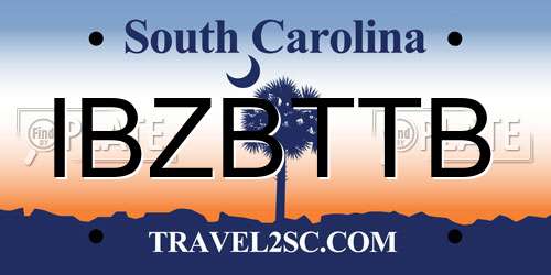 IBZBTTB South Carolina License Plate