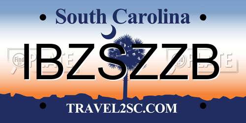 IBZSZZB South Carolina License Plate