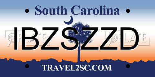 IBZSZZD South Carolina License Plate