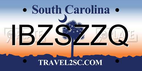 IBZSZZQ South Carolina License Plate