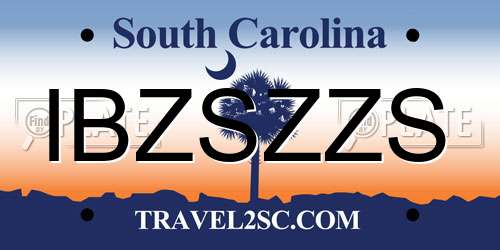 IBZSZZS South Carolina License Plate