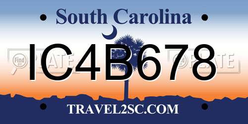 IC4B678 South Carolina License Plate