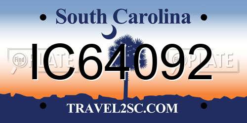IC64092 South Carolina License Plate