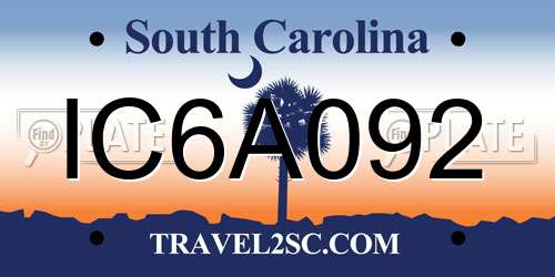 IC6A092 South Carolina License Plate