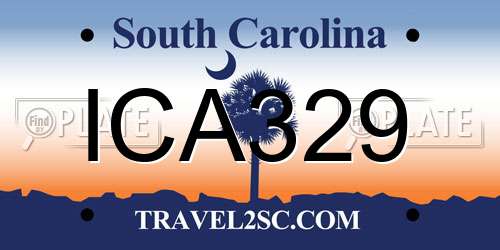 ICA329 South Carolina License Plate