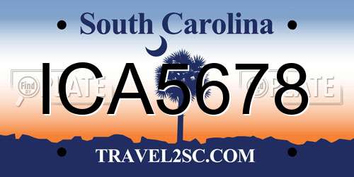 ICA5678 South Carolina License Plate