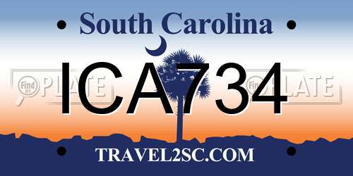 ICA734 South Carolina License Plate