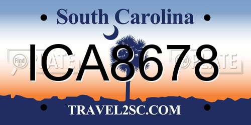 ICA8678 South Carolina License Plate