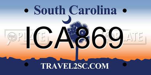 ICA869 South Carolina License Plate