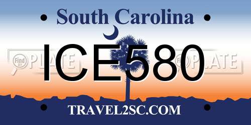 ICE580 South Carolina License Plate