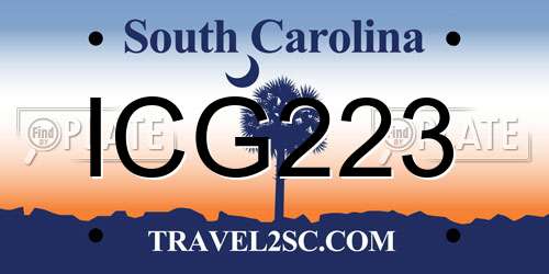 ICG223 South Carolina License Plate