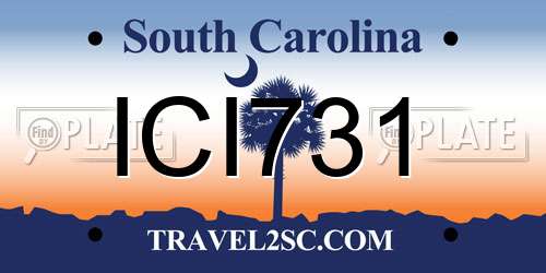 ICI731 South Carolina License Plate