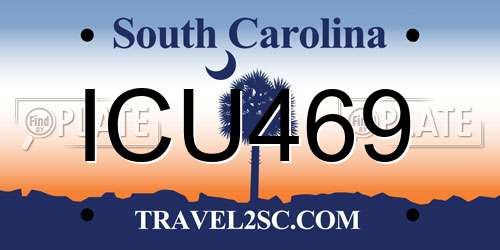 ICU469 South Carolina License Plate