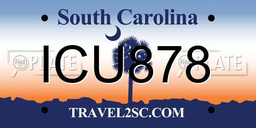 ICU878 South Carolina License Plate