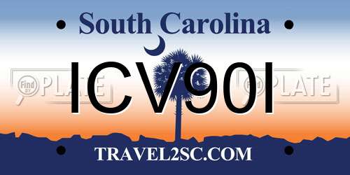 ICV90I South Carolina License Plate