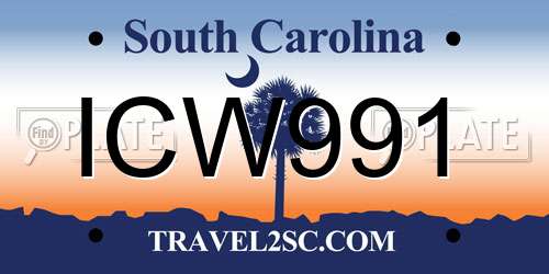 ICW991 South Carolina License Plate