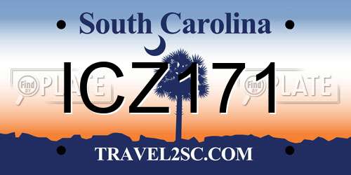 ICZ171 South Carolina License Plate
