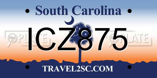 ICZ875 South Carolina License Plate