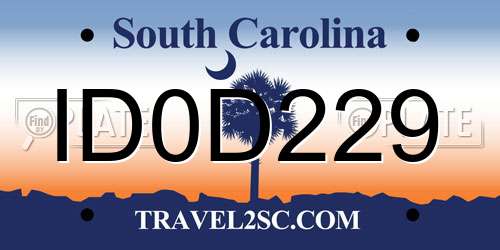 ID0D229 South Carolina License Plate
