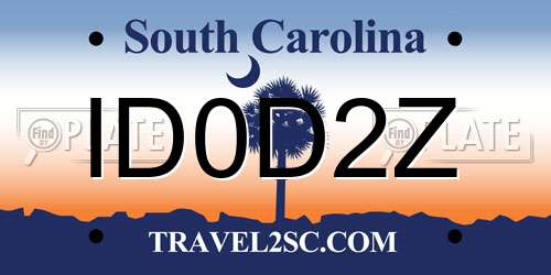 ID0D2Z South Carolina License Plate