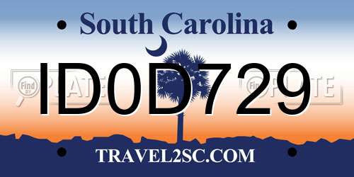 ID0D729 South Carolina License Plate