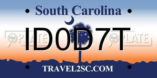 ID0D7T South Carolina License Plate
