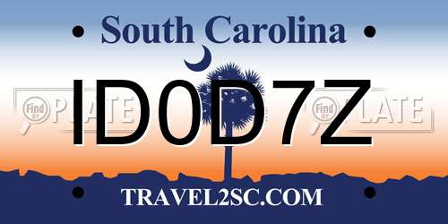 ID0D7Z South Carolina License Plate