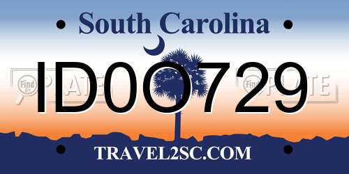 ID0O729 South Carolina License Plate