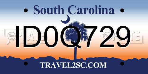 ID0Q729 South Carolina License Plate