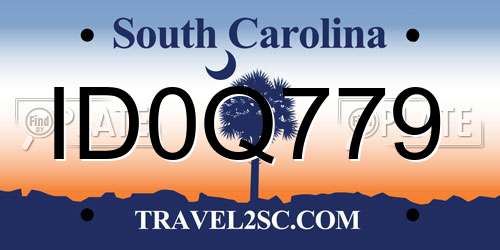 ID0Q779 South Carolina License Plate