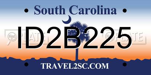 ID2B225 South Carolina License Plate