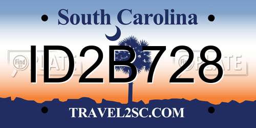 ID2B728 South Carolina License Plate