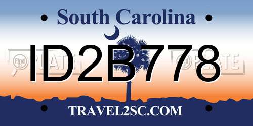 ID2B778 South Carolina License Plate