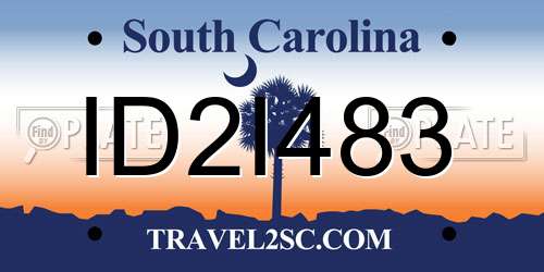 ID2I483 South Carolina License Plate