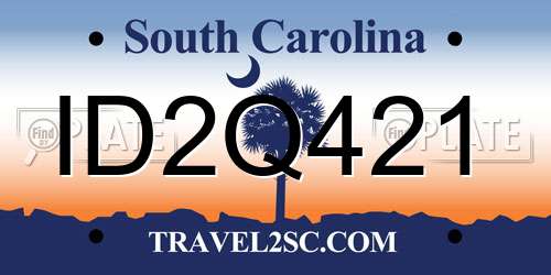 ID2Q421 South Carolina License Plate