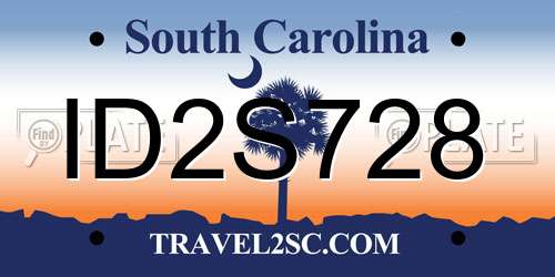 ID2S728 South Carolina License Plate