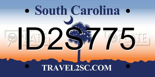 ID2S775 South Carolina License Plate