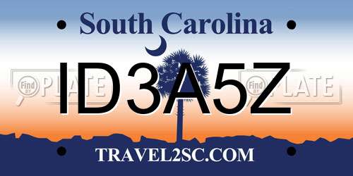 ID3A5Z South Carolina License Plate
