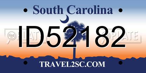 ID52182 South Carolina License Plate