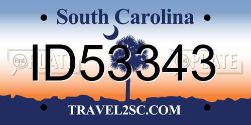 ID53343 South Carolina License Plate